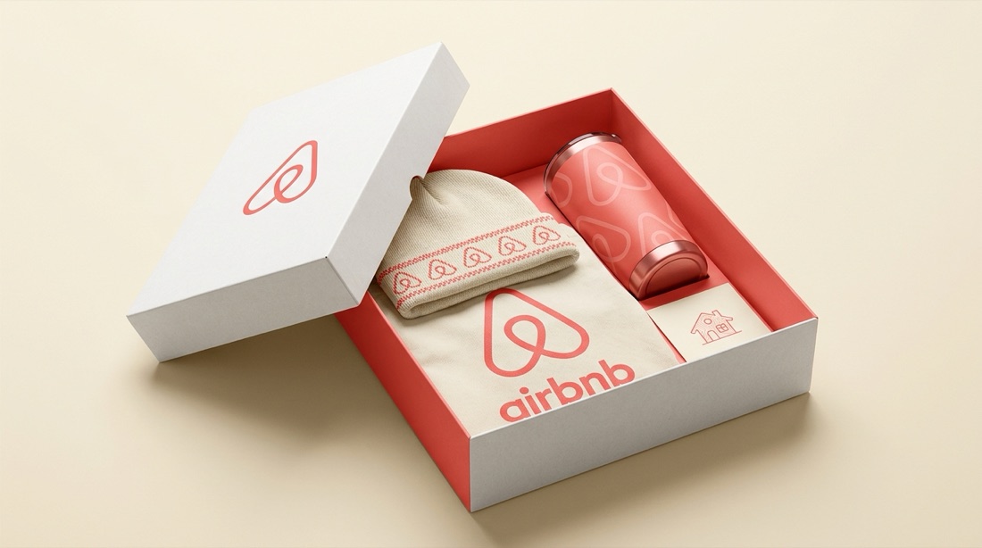 AI-designed Airbnb client gift box mockup