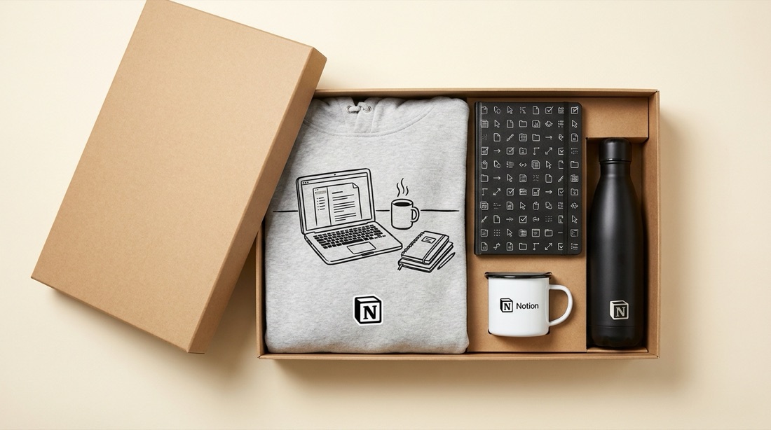 AI-designed Notion welcome kit mockup